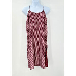 The Odells Midi Dress size Medium Burgundy Floral Slip Cypress Crinkle‎ Lined